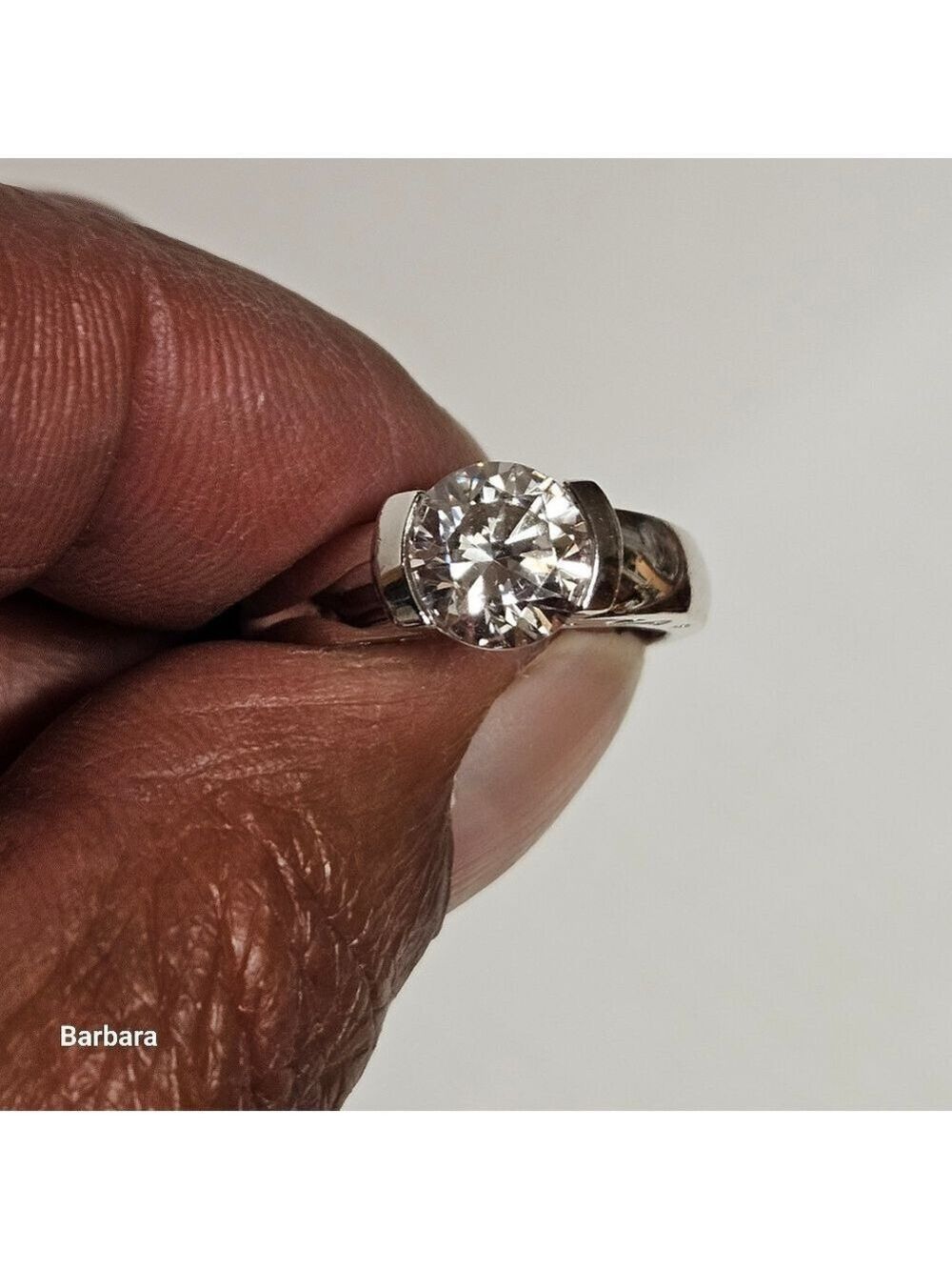 925 Sterling Ring with CZ Solitaire, Size 7.5